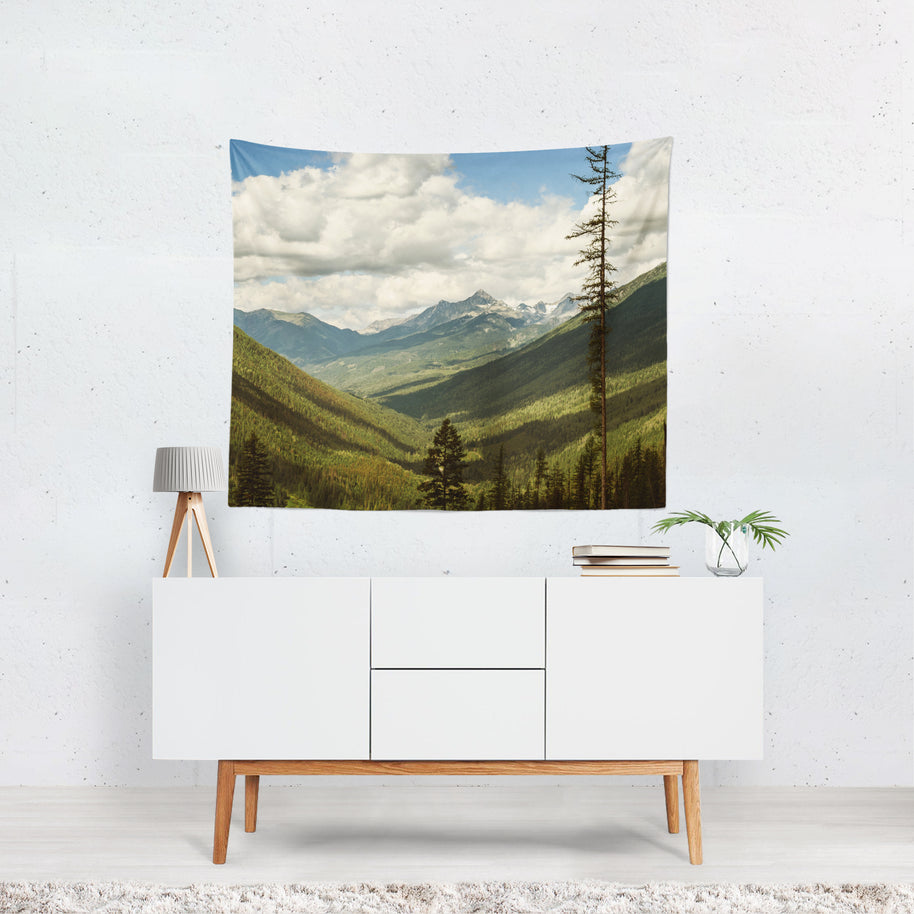 British Columbia Overlook Mountains Microfiber Wall Tapestry