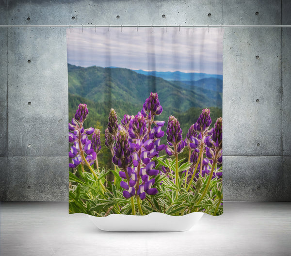 Purple Wildflowers Nature Shower Curtain 71x74 inch Lupine