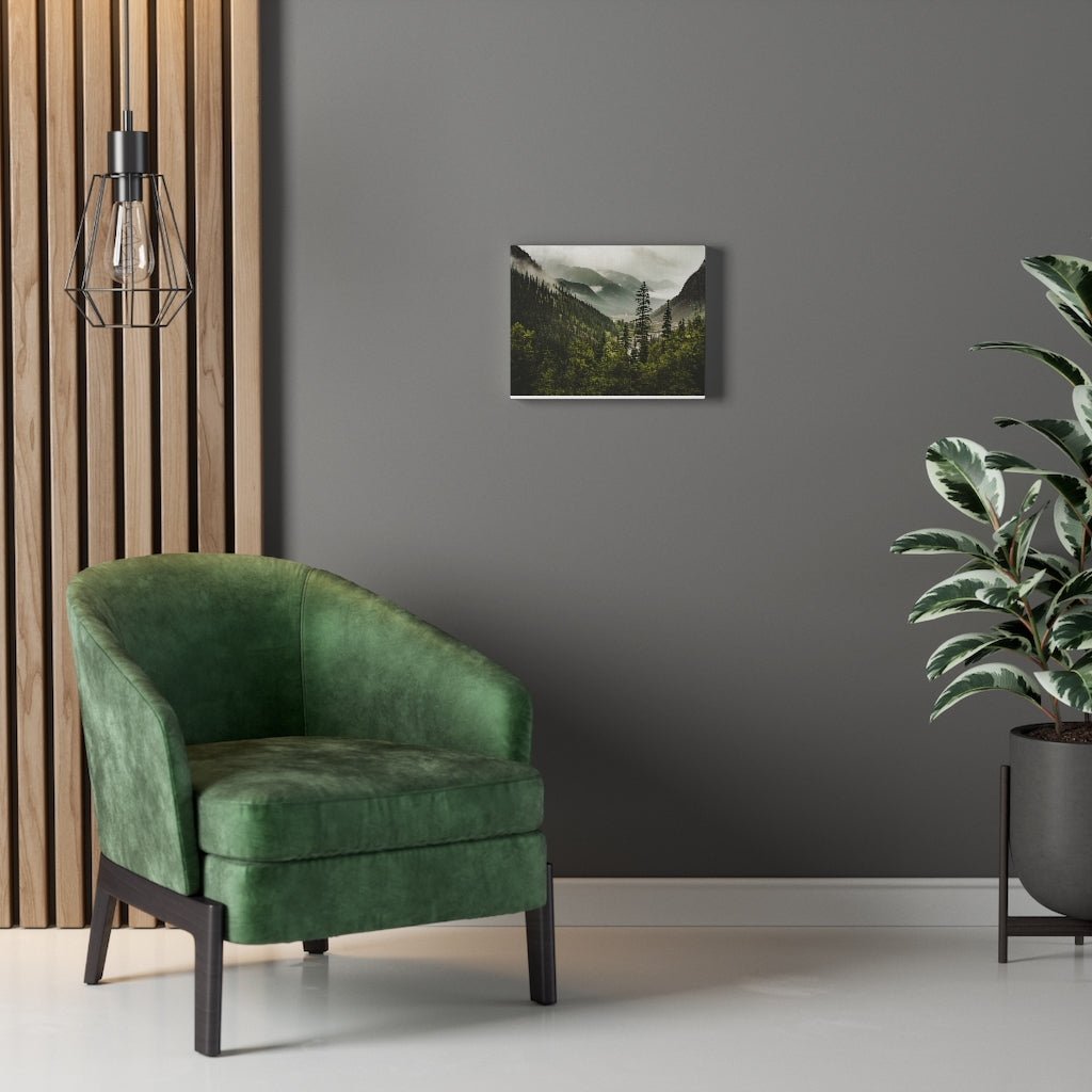 Mountain Valley, Colorado Canvas Gallery Wrap – Nebeliger Wald