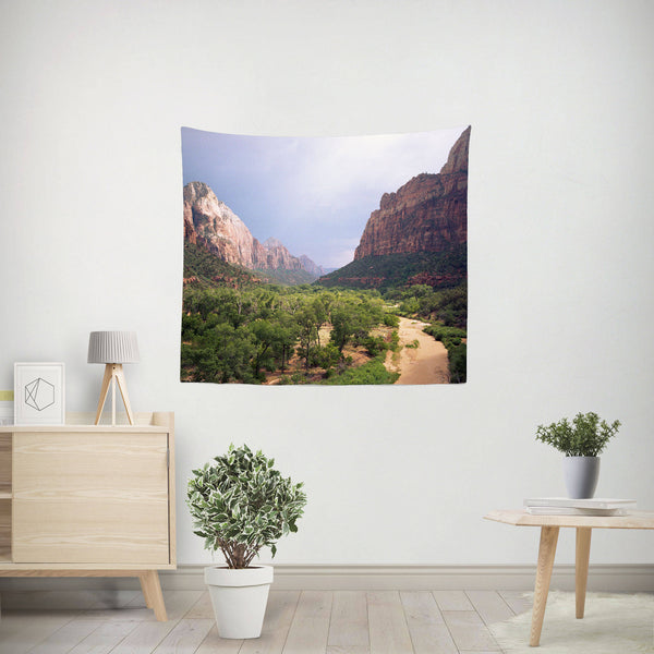 Scenic Zion Valley Microfiber Wall Tapestry Wanderlust Decor
