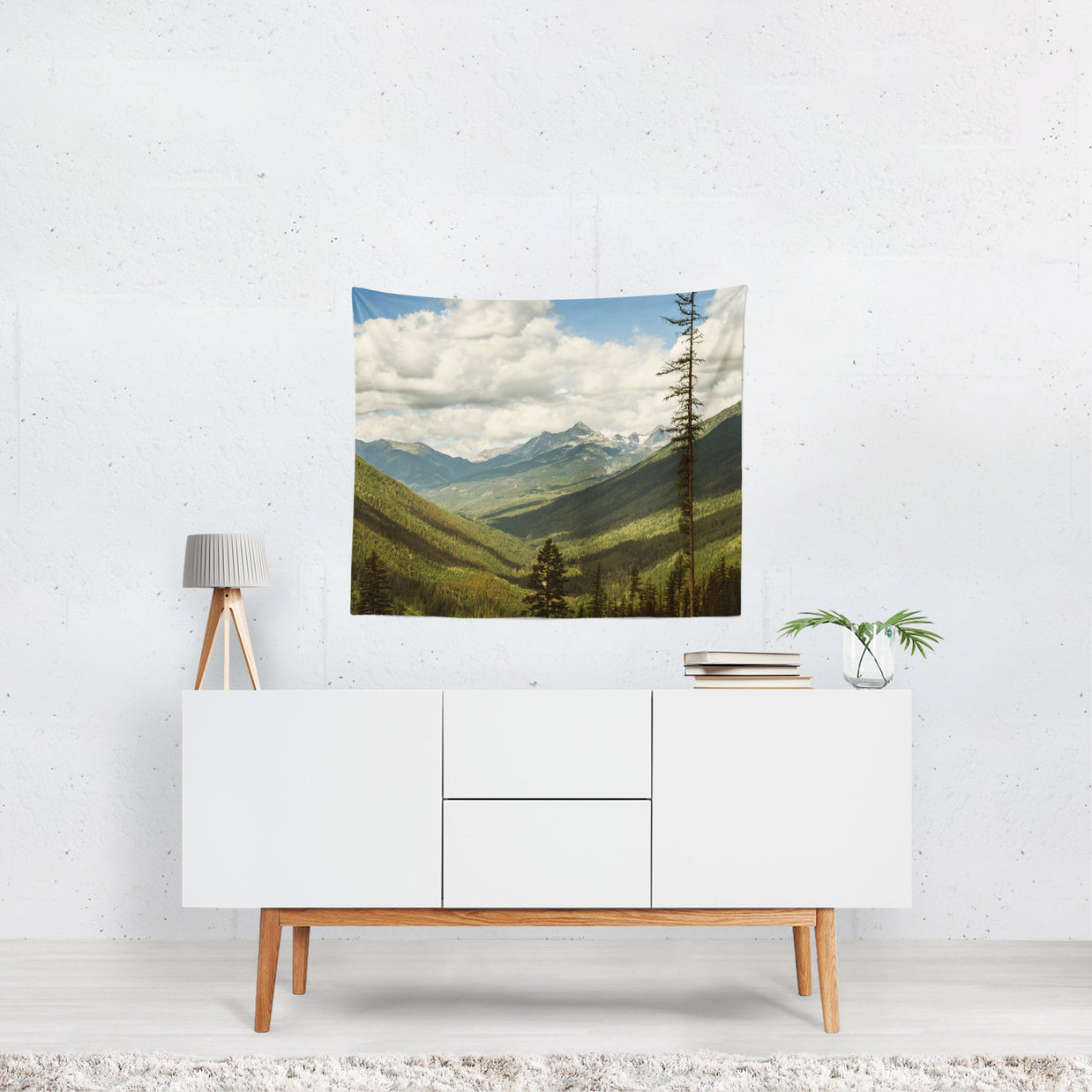 British Columbia Overlook Mountains Microfiber Wall Tapestry