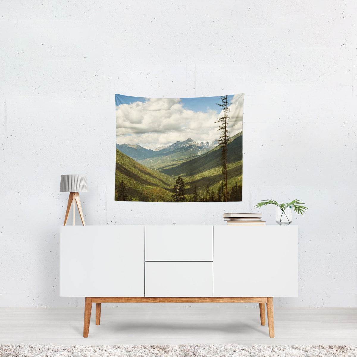 British Columbia Overlook Mountains Microfiber Wall Tapestry