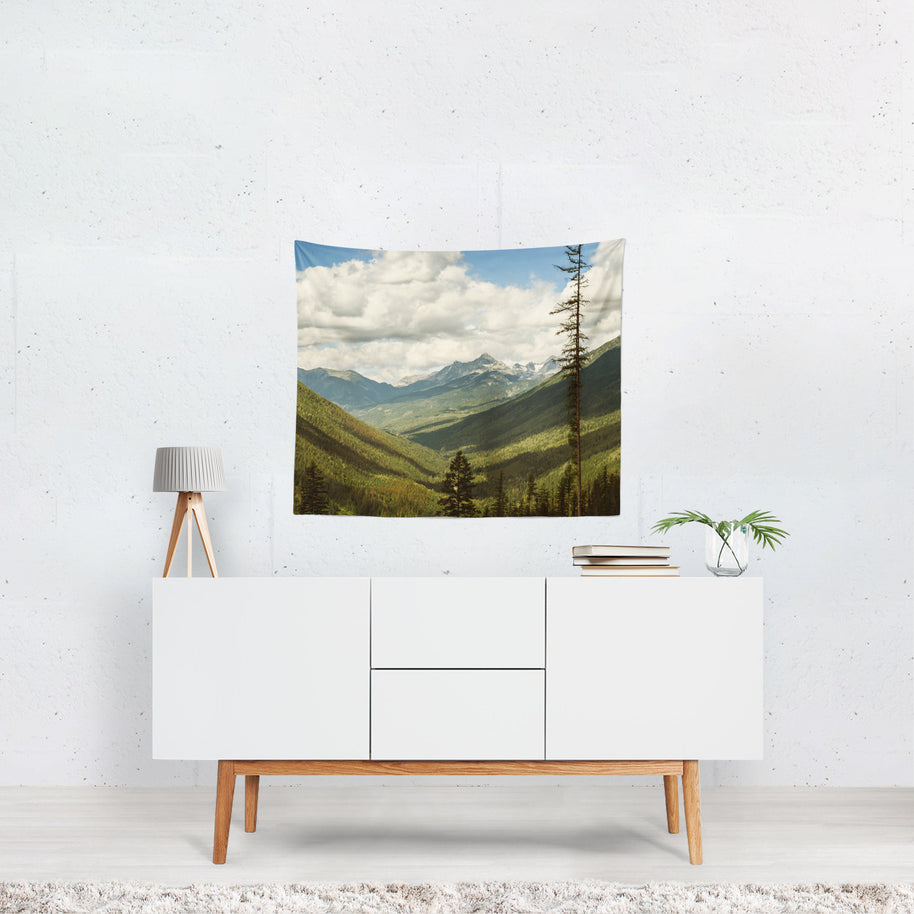 British Columbia Overlook Mountains Microfiber Wall Tapestry