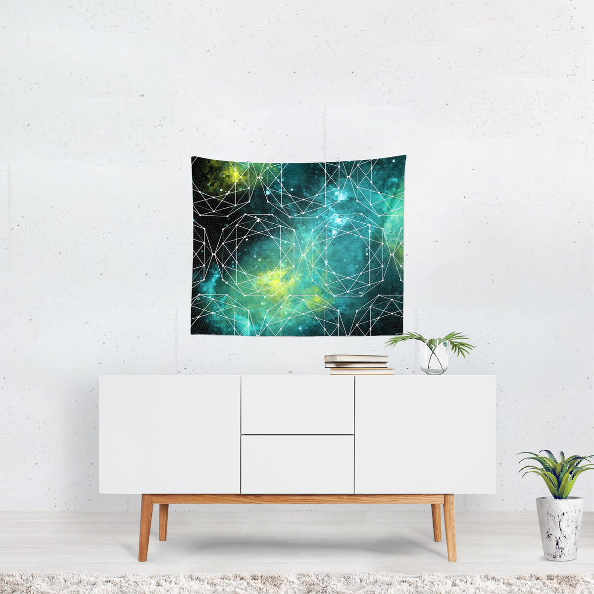 Geometric Space Microfiber Wall Tapestry