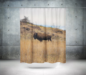 Plains Bison Nature Shower Curtain 71x74 inch Western Theme