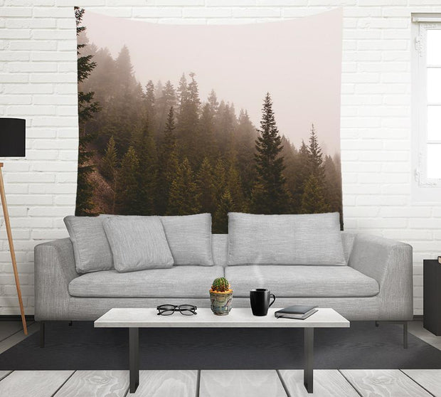 Elevation Drop, Foggy Forest Wall Tapestry