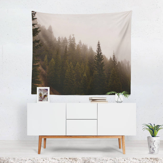 Elevation Drop, Foggy Forest Wall Tapestry
