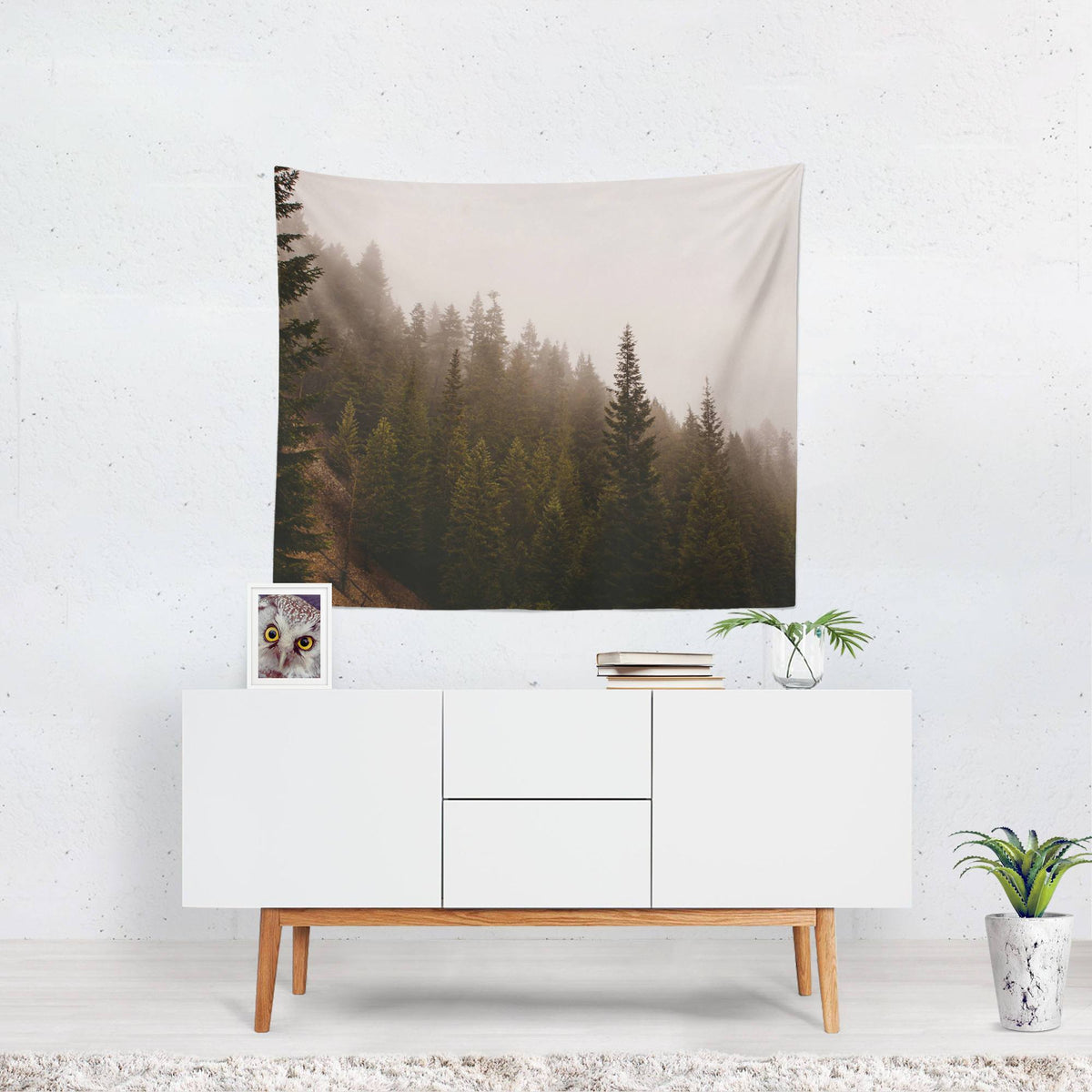 Elevation Drop, Foggy Forest Wall Tapestry