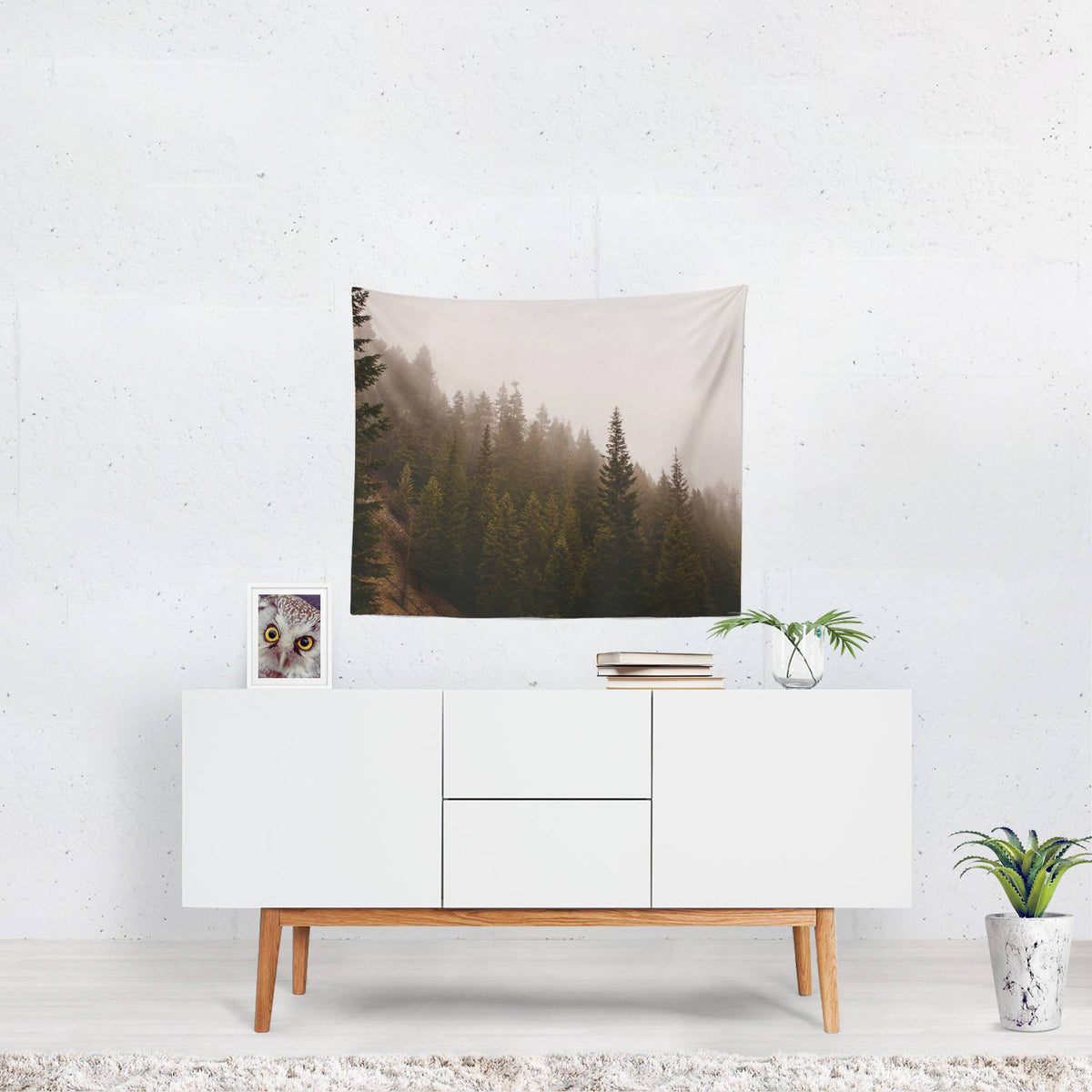 Elevation Drop, Foggy Forest Wall Tapestry