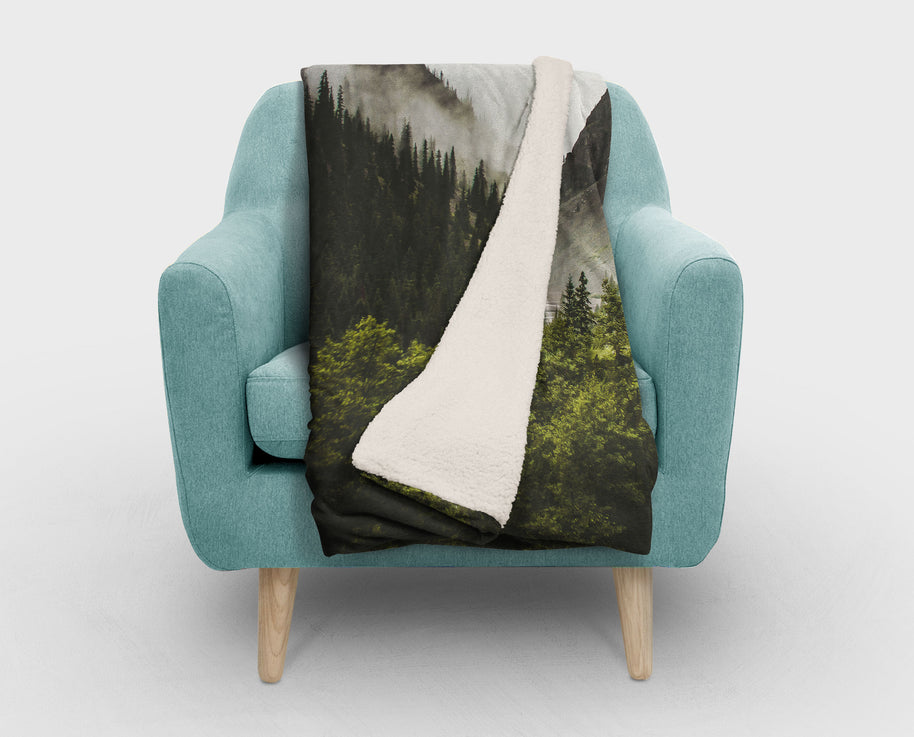Mountain Range Sherpa Fleece Blanket - Home Decor