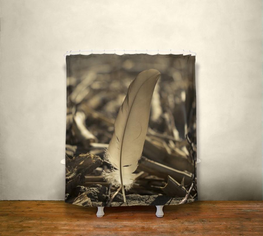 Feather on Beach, Nautical Shower Curtain Lost In Nature