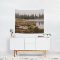 Foggy Colorado Lake Wall Tapestry Lost In Nature