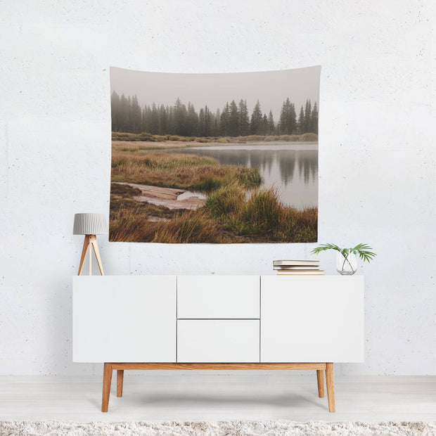 Foggy Colorado Lake Wall Tapestry Lost In Nature
