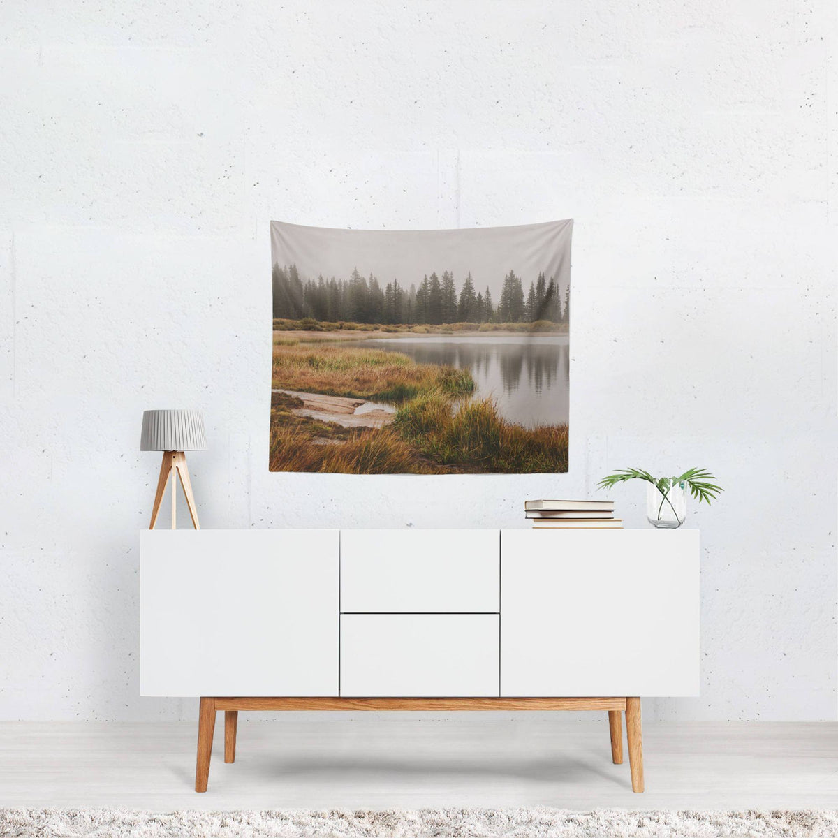 Foggy Colorado Lake Wall Tapestry Lost In Nature