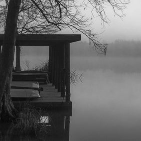 Foggy Dock Black and White Photography