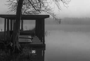 Foggy Dock Black and White Photography