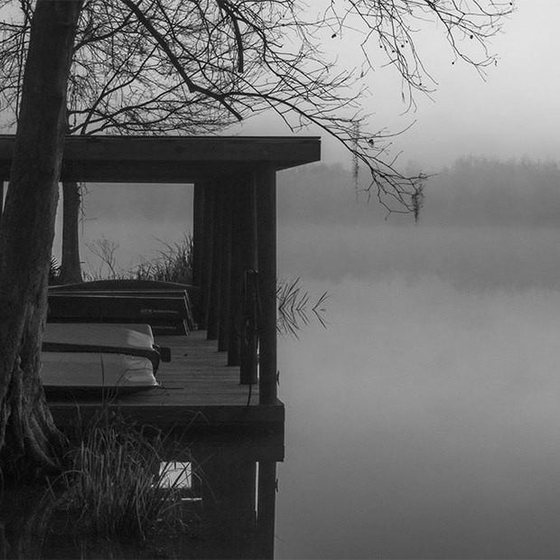 Foggy Dock Black and White Photography
