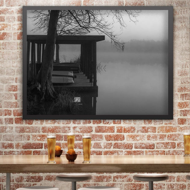 Foggy Dock Black and White Photography