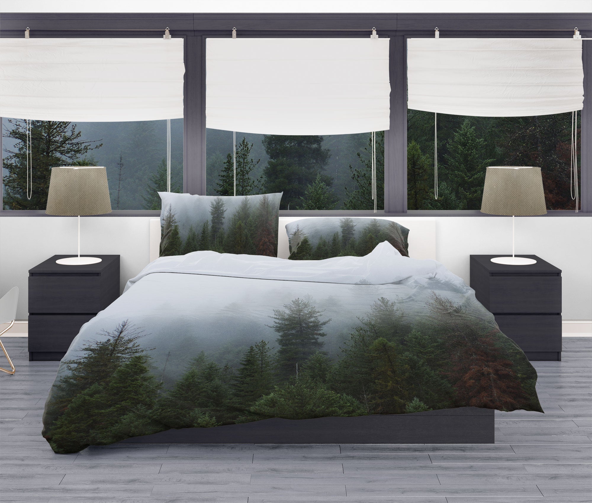 Moody Foggy Forest Duvet Cover or Comforter - Queen / One