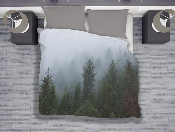Moody Foggy Forest Duvet Cover or Comforter - Home Decor