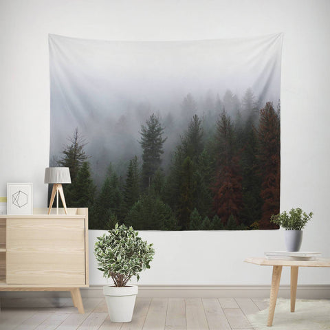 Foggy Forest Nature Wall Tapestry Lost in Nature