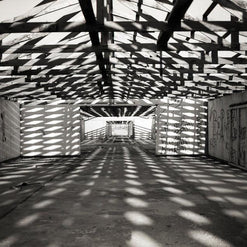 Geometric Warehouse Black and White Film Photography