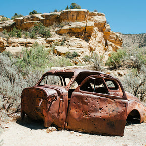 Bonne and Clyde Car Ghost Town Photo Print Utah Desert
