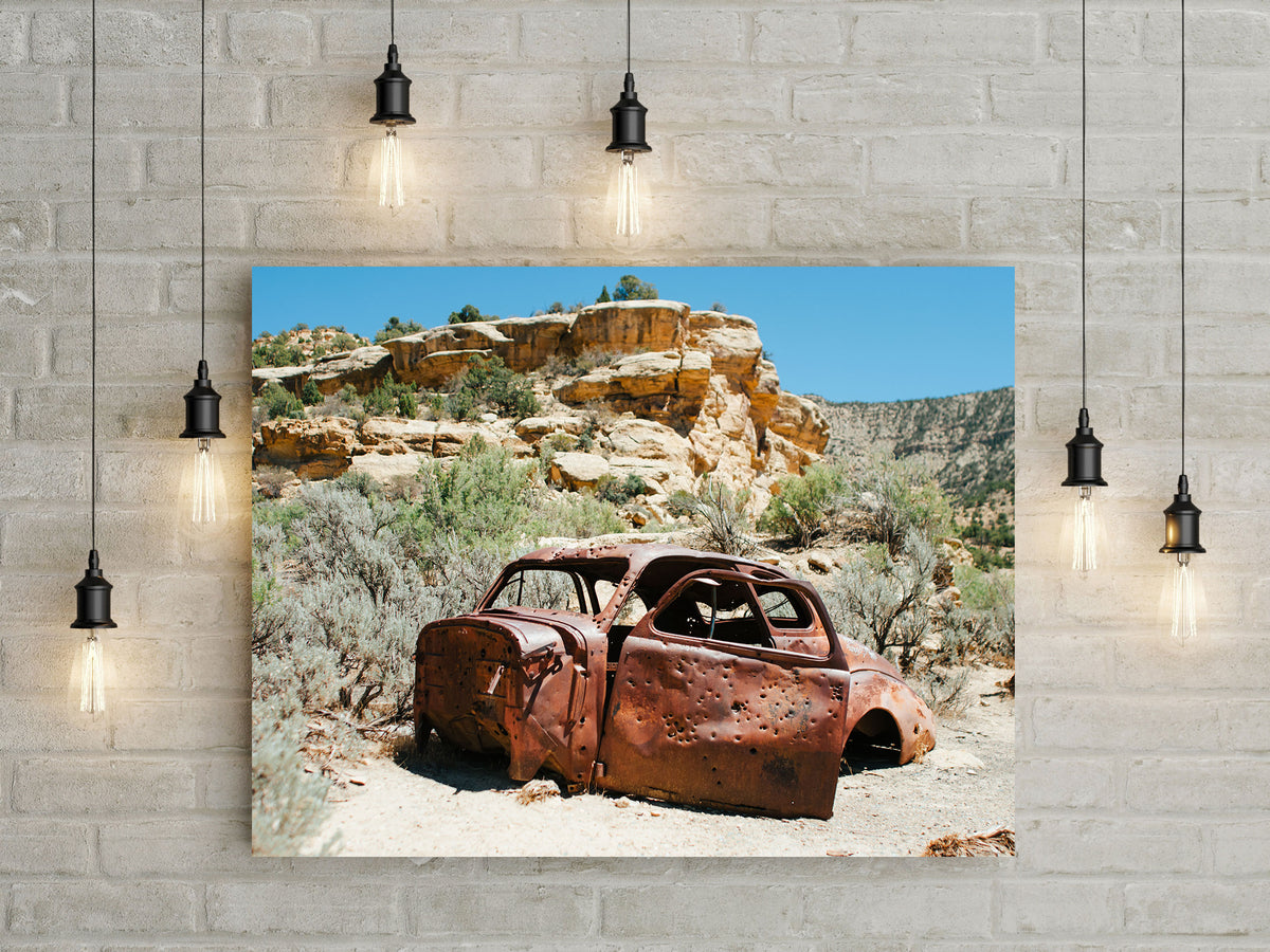 Bonne and Clyde Car Ghost Town Photo Print Utah Desert