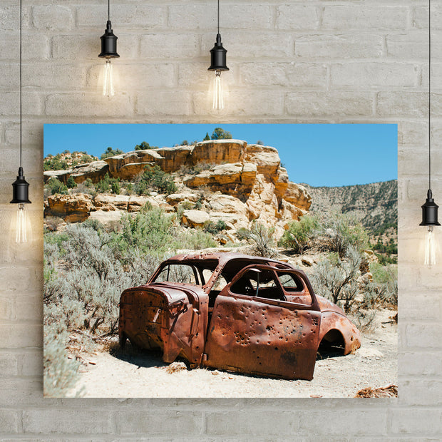 Bonne and Clyde Car Ghost Town Photo Print Utah Desert