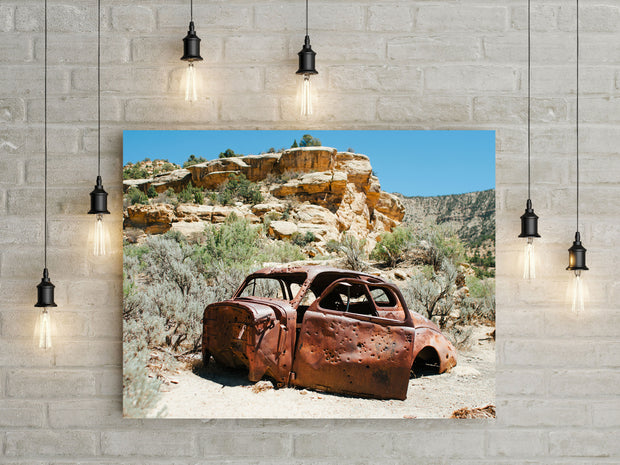 Bonne and Clyde Car Ghost Town Photo Print Utah Desert