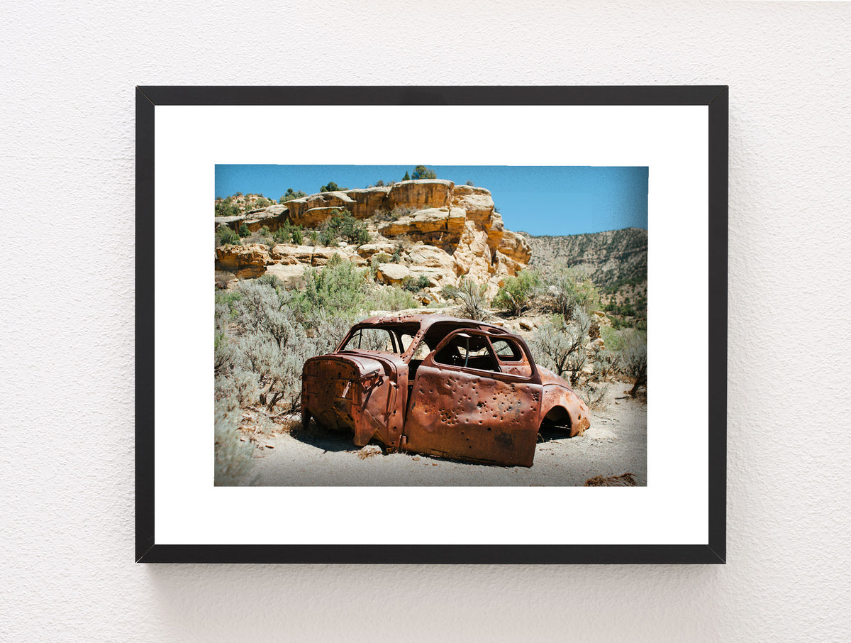 Bonne and Clyde Car Ghost Town Photo Print Utah Desert