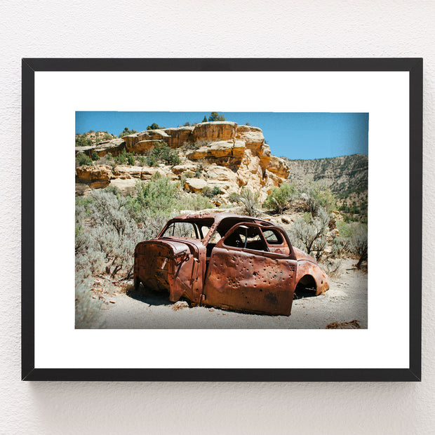 Bonne and Clyde Car Ghost Town Photo Print Utah Desert