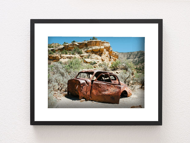 Bonne and Clyde Car Ghost Town Photo Print Utah Desert