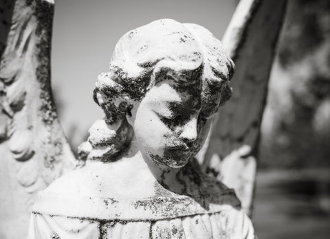 Lichen Faced Angel Headstone Fine Art Print - Photography