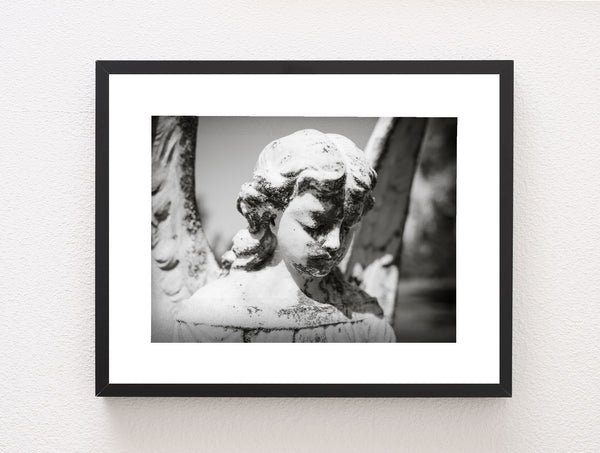 Lichen Faced Angel Headstone Fine Art Print - Photography