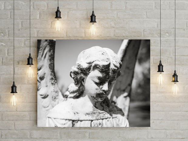 Lichen Faced Angel Headstone Fine Art Print - Photography