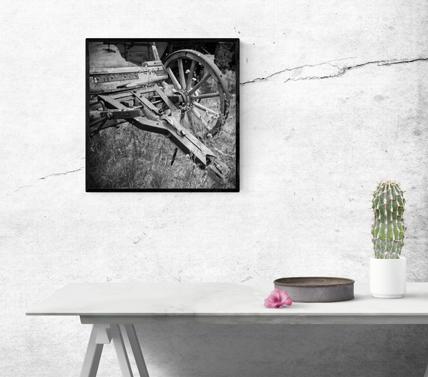 Horse Drawn Farm Equipment Photo Print Black and White Film