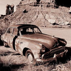Hot Buick in the Sun Black and White Photo Print -