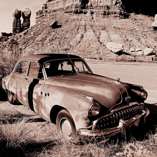 Hot Buick in the Sun Black and White Photo Print -