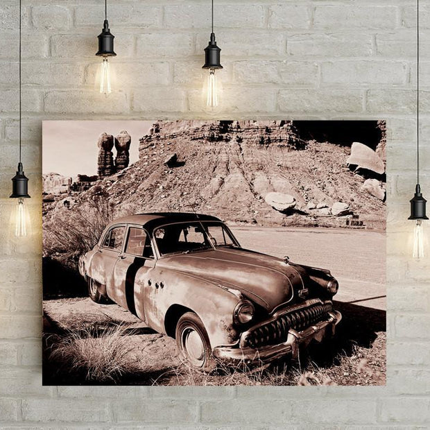 Hot Buick in the Sun Black and White Photo Print -