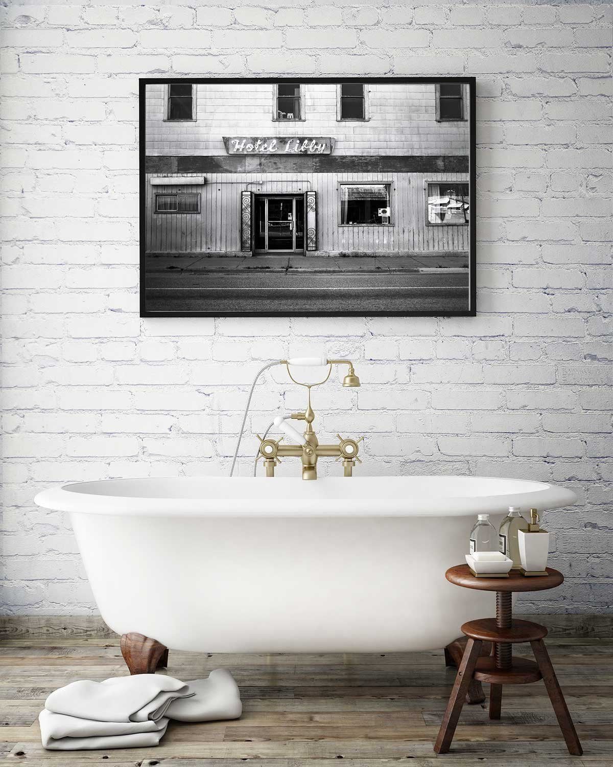 Hotel Libby Montana Black and White Photo Print -