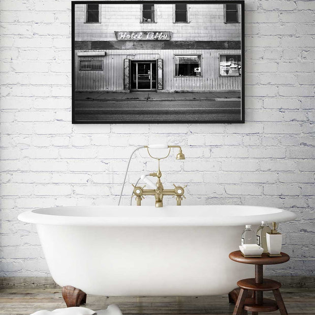 Hotel Libby Montana Black and White Photo Print -