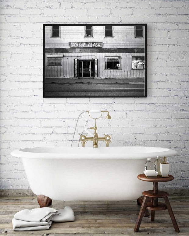 Hotel Libby Montana Black and White Photo Print -