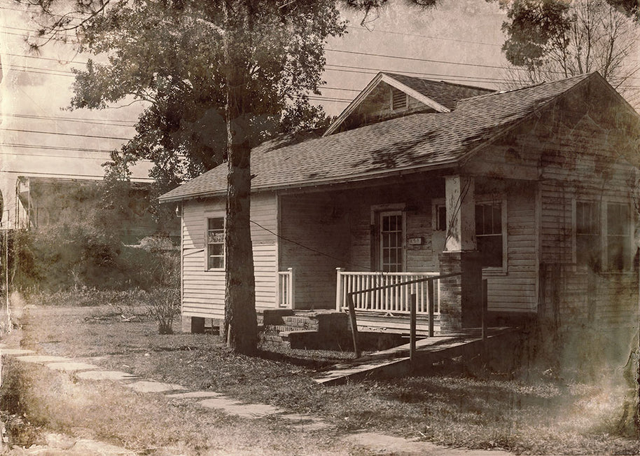House on the Tracks Illinois Black and White Art Print -