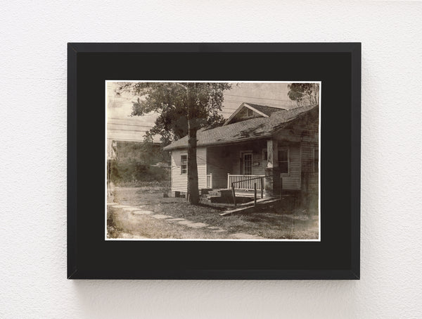 House on the Tracks Illinois Black and White Art Print -