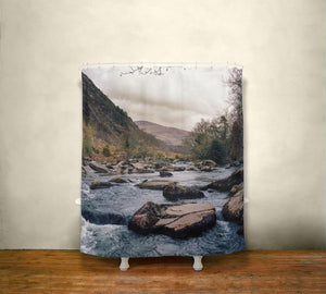 Rocky River Nature Shower Curtain 71x74 inch Snowdonia Wales