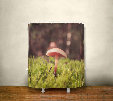 Tiny Mushroom Shower Curtain 71x74 inch Woodland Forest