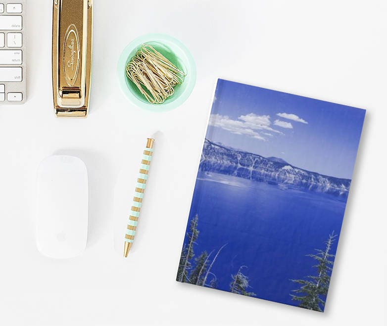 Bright Blue Lake Notebook - Spiral or Hard Cover Ruled Line