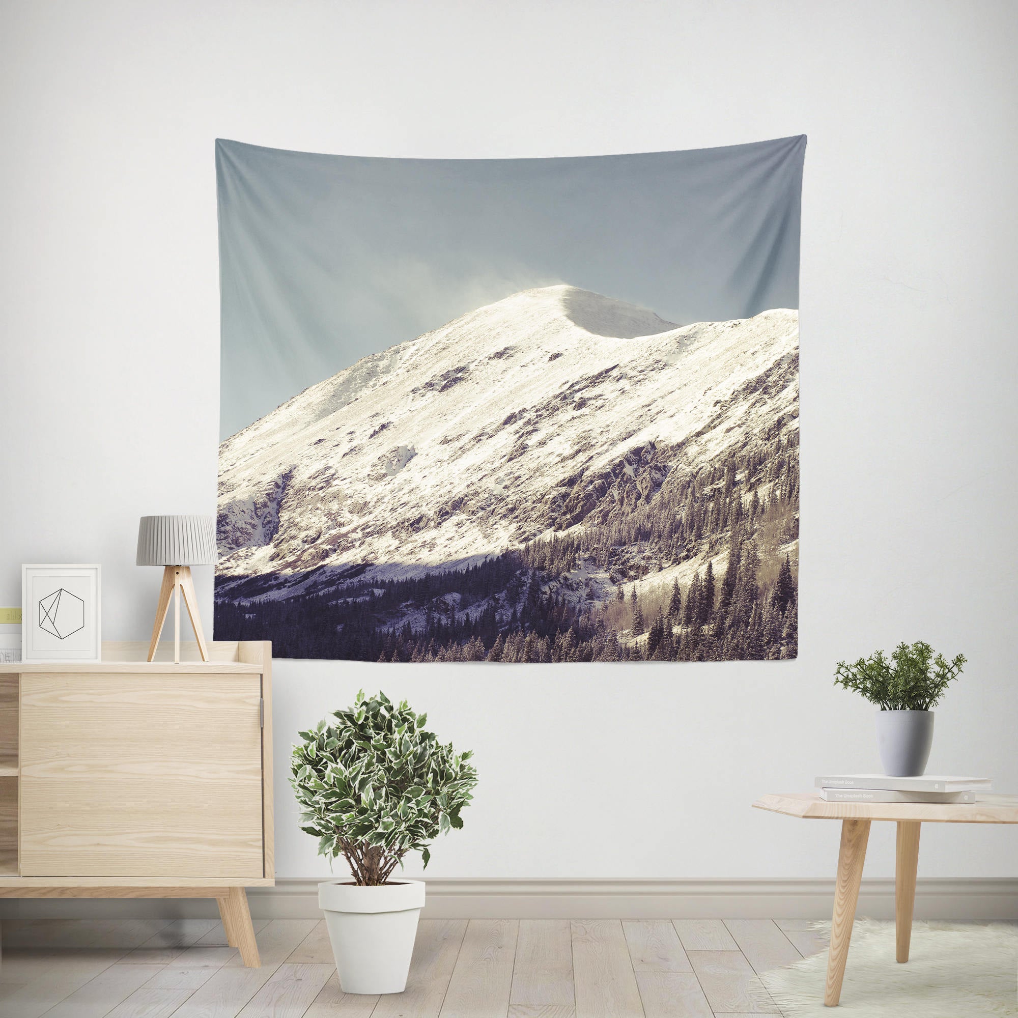 Snowy Mountain Peak Wall Tapestry Ski Vacation Decor -