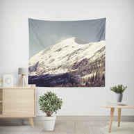 Snowy Mountain Peak Wall Tapestry Ski Vacation Decor -